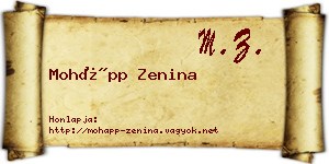 Mohápp Zenina névjegykártya